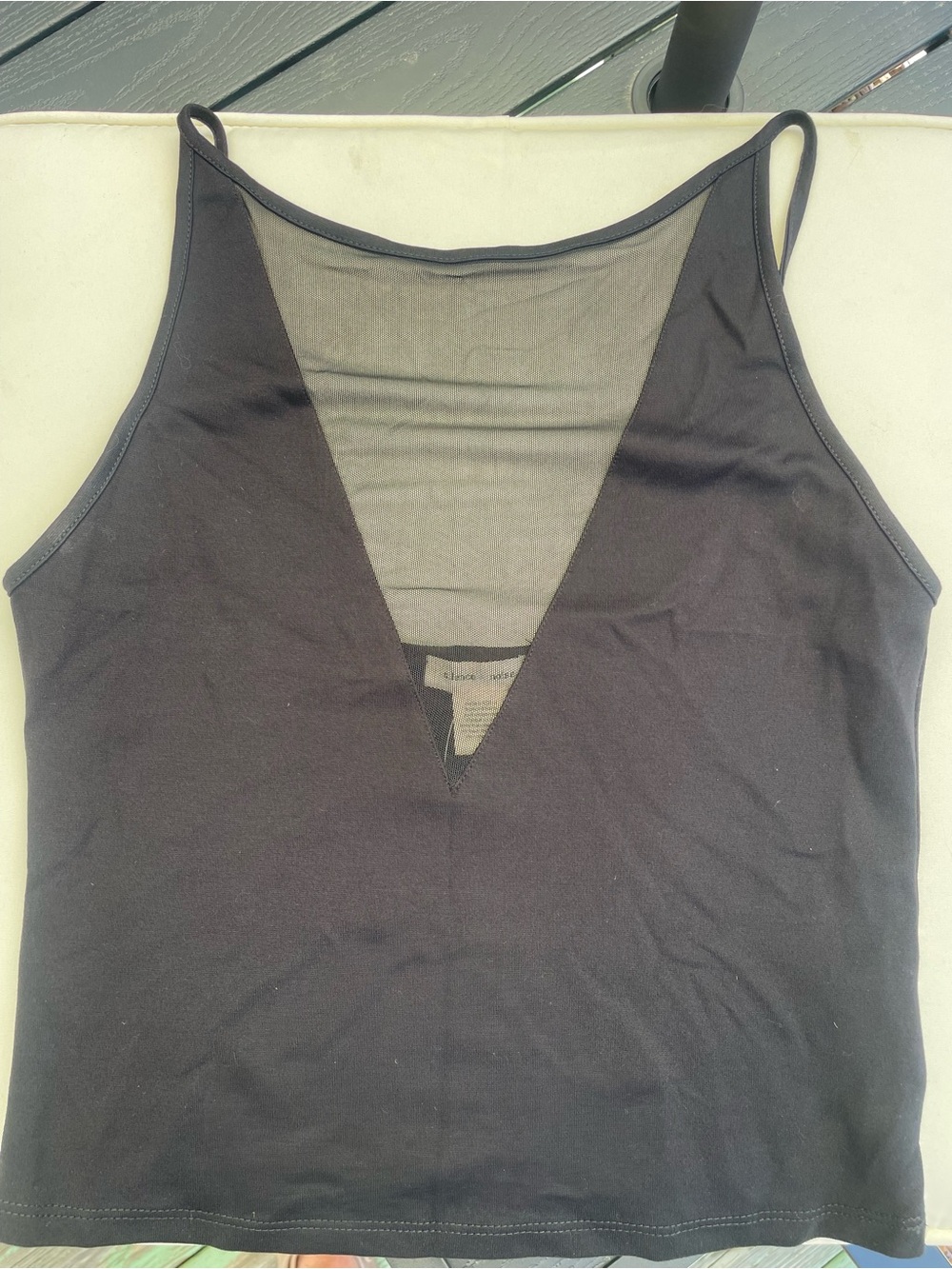 silence + noise Black Mesh-Panel Spaghetti Strap Tank